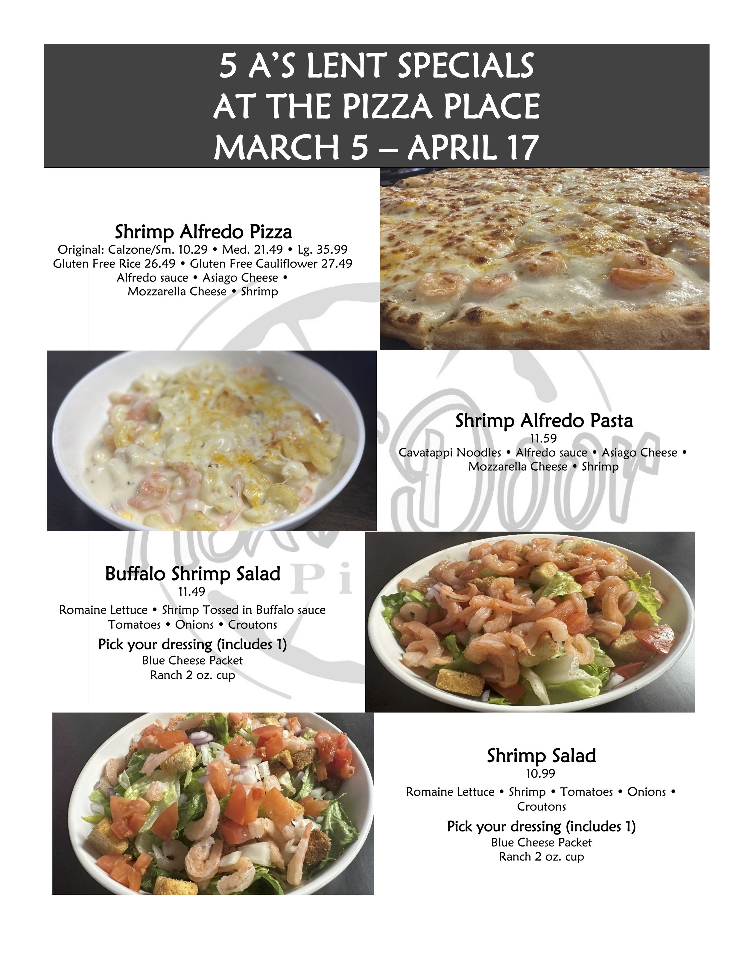 Lent Specials — Next Door Pizza